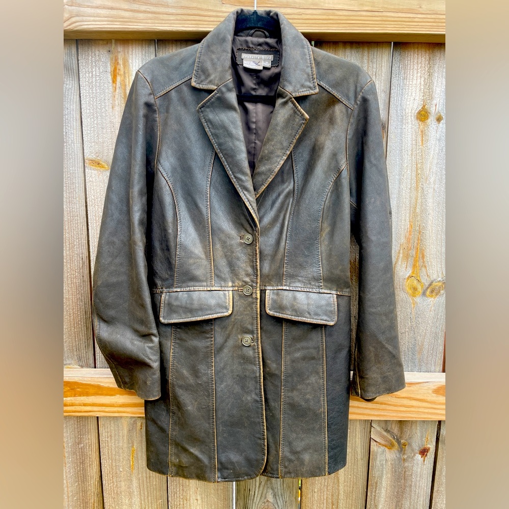 Vintage 90’s Leather Jacket - Isabella Bird - Brown (Size: Women’s Medium)